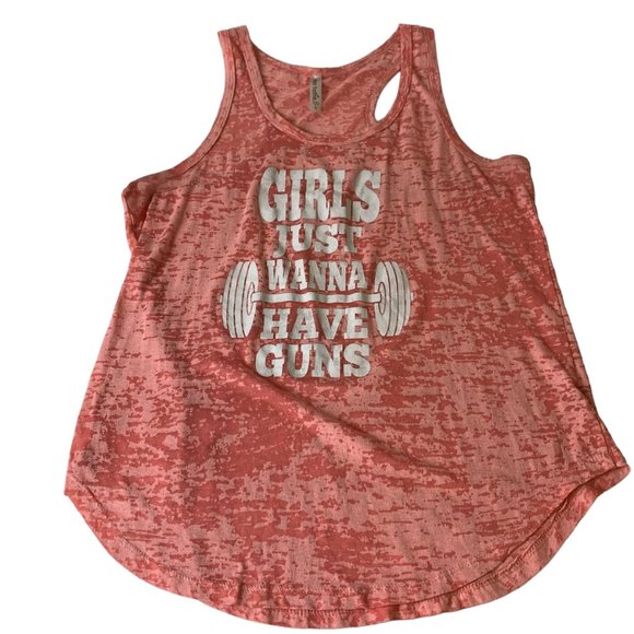 Womens Graphic Tank Tops Rise & Wine & Girls Just Wanna Have Guns Size Large - Picture 5 of 16